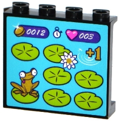 Panel 1 x 4 x 3 with Side Supports - Hollow Studs with Frog on Lilypad Arcade Game Display Pattern (Sticker) - Set 41127