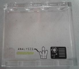 Panel 1 x 4 x 3 with Side Supports - Hollow Studs with Barcode, 'ANALYSIS' and Crystal on Inside Pattern (Sticker) - Set 70163