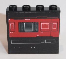 Panel 1 x 4 x 3 with Side Supports - Hollow Studs with Red Screen with White Rectangles and Buttons and White Symbols Pattern (Sticker) - Set 75190