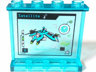 Panel 1 x 4 x 3 with Side Supports - Hollow Studs with 'SATELLITE TRACKING' and Psyclone's Flyer on Screen Pattern on Inside (Sticker) - Set 70165