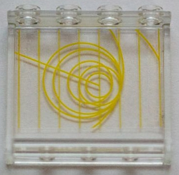 Panel 1 x 4 x 3 with Side Supports - Hollow Studs with Yellow Radar Circles and Lines Pattern (Sticker) - Set 7879