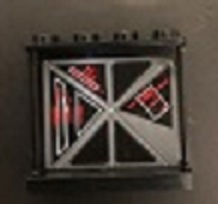 Panel 1 x 4 x 3 with Side Supports - Hollow Studs with Red and White Signs on Screen Pattern Model Right Side (Sticker) - Set 75095