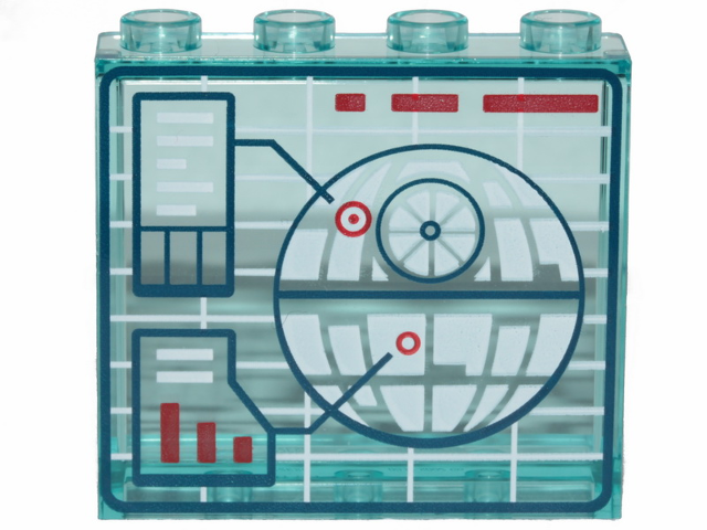 Panel 1 x 4 x 3 with Side Supports - Hollow Studs with Screen with Death Star Pattern