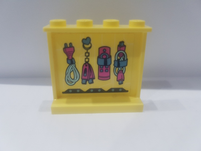 Panel 1 x 4 x 3 with Side Supports - Hollow Studs with Plug and Flash Drives Pattern (Sticker) - Set 41329