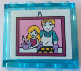 Panel 1 x 4 x 3 with Side Supports, Hollow Studs with Picture of Children Baking on Outside and Rubber Duck, Bottles, Brush and Sponge Pattern on Inside (Stickers) - Set 41314