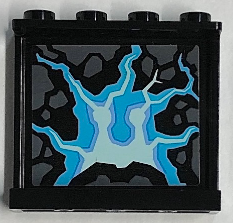 Panel 1 x 4 x 3 with Side Supports - Hollow Studs with Stone and Energy Pattern (Sticker) - Set 70356