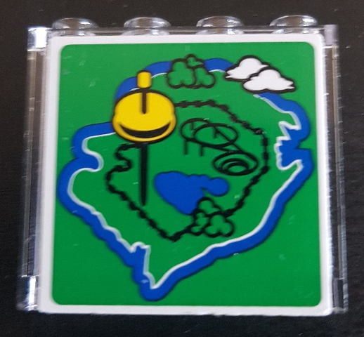 Panel 1 x 4 x 3 with Side Supports - Hollow Studs with LEGOLAND Map on Green Background Pattern (Sticker) - Sets 40166 / 40347