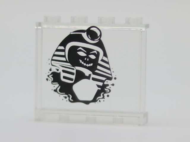 Panel 1 x 4 x 3 with Side Supports - Hollow Studs with Black Undead Pharaoh Pattern