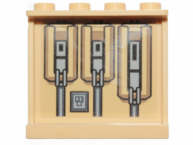 Panel 1 x 4 x 3 with Side Supports - Hollow Studs with SW The Razor Crest Mechanical Elements Pattern (Sticker) - Set 75292