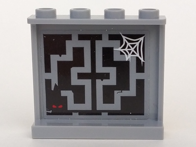 Panel 1 x 4 x 3 with Side Supports - Hollow Studs with Spider Web and Asian Lattice Pattern (Sticker) - Set 70617