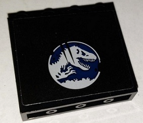 Panel 1 x 4 x 3 with Side Supports - Hollow Studs with Jurassic World Logo and 2 Scratches Pattern Model Left Side (Sticker) - Set 75929