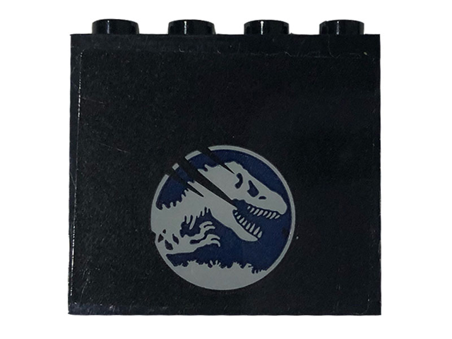 Panel 1 x 4 x 3 with Side Supports - Hollow Studs with Jurassic World Logo and 3 Scratches Pattern Model Right Side (Sticker) - Set 75929