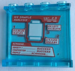 Panel 1 x 4 x 3 with Side Supports - Hollow Studs with 'ICE SAMPLE ANALYSIS' SCANNING...' and Statistics Display Pattern (Sticker) - Set 60194