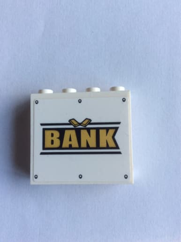Panel 1 x 4 x 3 with Side Supports - Hollow Studs with 'BANK' Pattern (Sticker) - Set 60175