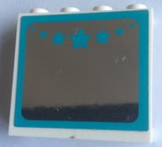Panel 1 x 4 x 3 with Side Supports - Hollow Studs with Mirror and Dark Azure Stars Pattern (Sticker) - Set 41302