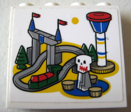 Panel 1 x 4 x 3 with Side Supports - Hollow Studs with LEGOLAND Park Map with Roller Coaster and Control Tower on White Background Pattern (Sticker) - Sets 40346 / 40393