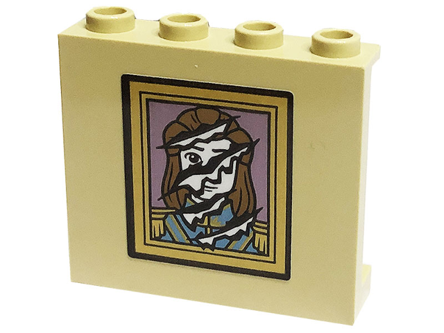 Panel 1 x 4 x 3 with Side Supports - Hollow Studs with Prince Adam Portrait with Claw Marks Pattern (Sticker) - Set 43196