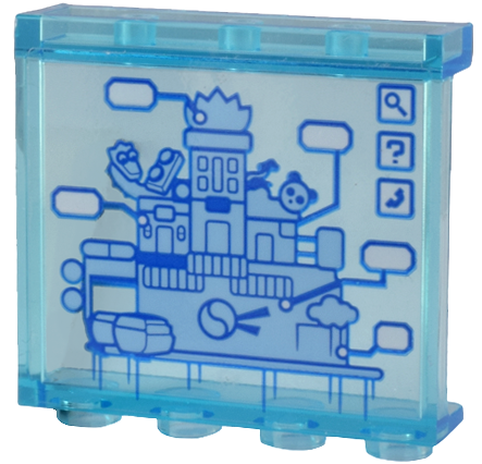 Panel 1 x 4 x 3 with Side Supports - Hollow Studs with Digital Screen Map of City of Lanterns Pattern (Sticker) - Set 80036