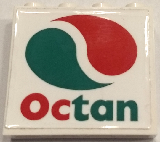 Panel 1 x 4 x 3 with Side Supports - Hollow Studs with Octan Logo Pattern (Sticker) - Set 60132