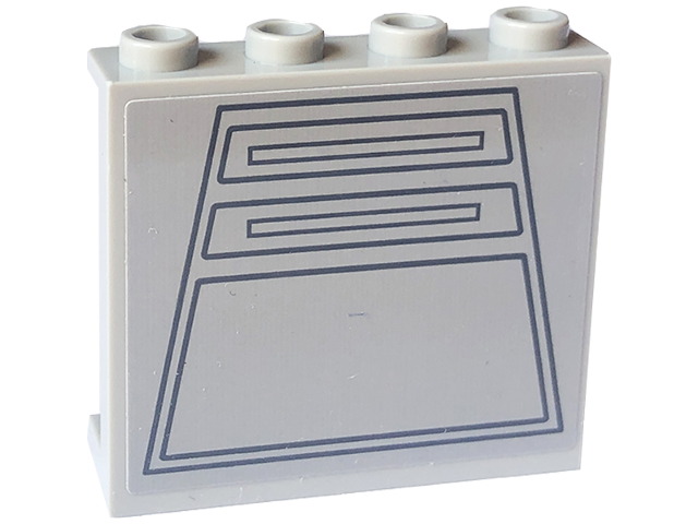 Panel 1 x 4 x 3 with Side Supports - Hollow Studs with SW Wall Panels with Dark Bluish Gray Trapezoids and Rectangles Pattern (Sticker) - Set 75324