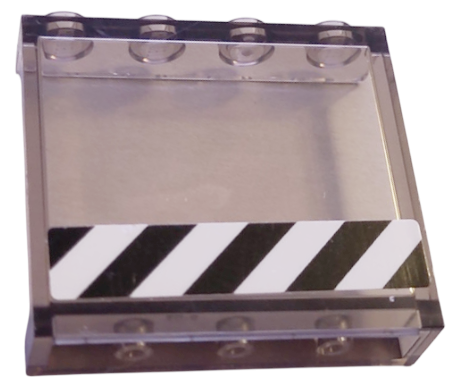Panel 1 x 4 x 3 with Side Supports - Hollow Studs with Black and White Danger Stripes Pattern (Sticker) - Set 60367