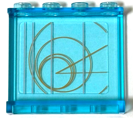 Panel 1 x 4 x 3 with Side Supports - Hollow Studs with Orange Circles and Lines Pattern (Sticker) - Set 75098