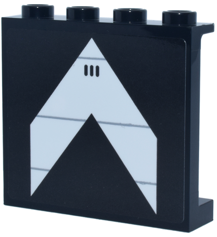 Panel 1 x 4 x 3 with Side Supports - Hollow Studs with White Chevron, Dark Bluish Gray Lines Pattern (Sticker) - Set 75419