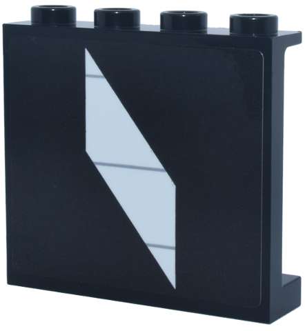Panel 1 x 4 x 3 with Side Supports - Hollow Studs with White Angled Diamond / Half Chevron, Dark Bluish Gray Lines Pattern (Sticker) - Set 75419