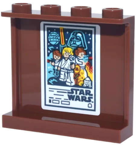 Panel 1 x 4 x 3 with Side Supports - Hollow Studs with Movie Poster, Dark Blue 'STAR WARS' Logo and Luke, Han Solo, Leia and Darth Vader Pattern (Sticker) - Set 43302