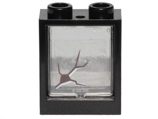 Window 1 x 2 x 2 Flat Front with Trans-Clear Glass with Black Scratch Pattern 1 (Sticker) - Set 70419