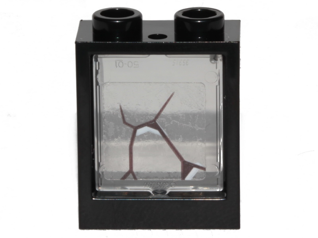 Window 1 x 2 x 2 Flat Front with Trans-Clear Glass with Black Scratch Pattern 2 (Sticker) - Set 70419