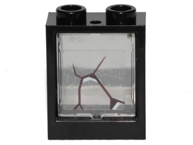 Window 1 x 2 x 2 Flat Front with Trans-Clear Glass with Black Scratch Pattern 2 (Sticker) - Set 70419