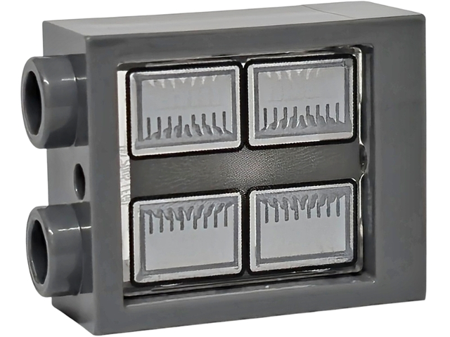 Window 1 x 2 x 2 Flat Front with Trans-Clear Glass with Silver and Dark Silver Headlights with Black Outlines Pattern (60592 / 60601pb052)