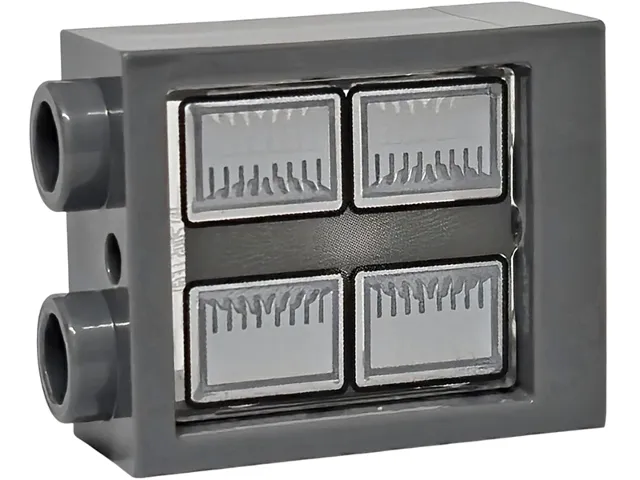 Window 1 x 2 x 2 Flat Front with Trans-Clear Glass with Silver and Dark Silver Headlights with Black Outlines Pattern (60592 / 60601pb052)