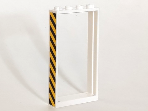 Door, Frame 1 x 4 x 6 with 2 Holes on Top and Bottom with Black and Yellow Danger Stripes Pattern on Left Side (Sticker) - Set 3182