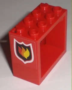 Window 2 x 4 x 3 - Hollow Studs with Fire Logo Badge Pattern on Both Sides (Stickers) - Set 7208