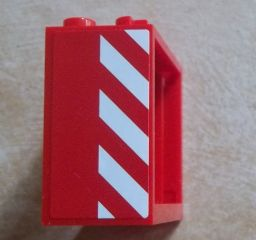 Window 2 x 4 x 3 - Hollow Studs with Red and White Danger Stripes Pattern on Right Side (Sticker) - Set 60023