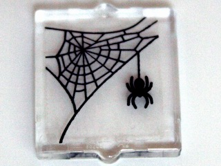Glass for Window 1 x 2 x 2 Flat Front with Spider and Web in Upper Left Corner Pattern (Sticker) - Set 10228