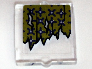 Glass for Window 1 x 2 x 2 Flat Front with Torn Curtains with Holes Left and Center Pattern (Sticker) - Set 10228