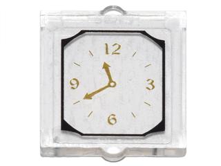 Glass for Window 1 x 2 x 2 Flat Front with Clock with Gold Hands and Numbers Pattern (Sticker) - Set 4840