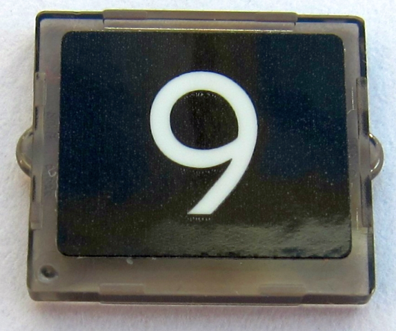 Glass for Window 1 x 2 x 2 Flat Front with White Number 9 on Black Background Pattern (Sticker) - Set 10258