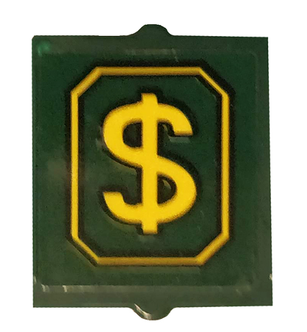 Glass for Window 1 x 2 x 2 Flat Front with Yellow Dollar Symbol Pattern (Sticker) - Set 76120