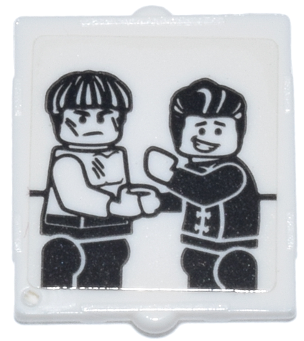 Glass for Window 1 x 2 x 2 Flat Front with Minifigures Shaking Hands Pattern (Sticker) - Set 70657