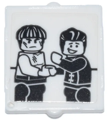 Glass for Window 1 x 2 x 2 Flat Front with Minifigures Shaking Hands Pattern (Sticker) - Set 70657
