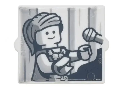 Glass for Window 1 x 2 x 2 Flat Front with Female Minifigure Singer Piano Player and Microphone Pattern