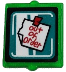 Glass for Window 1 x 2 x 2 Flat Front with White Note with Red 'out of order' and Tape Pattern (Sticker) - Set 80011