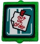 Glass for Window 1 x 2 x 2 Flat Front with White Note with Red 'out of order' and Tape Pattern (Sticker) - Set 80011