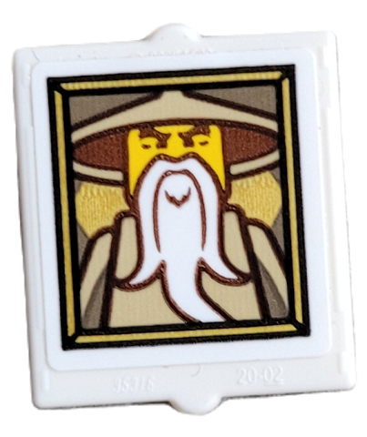 Glass for Window 1 x 2 x 2 Flat Front with Wu Sensei Minifigure Picture Frame Pattern (Sticker) - Set 71767