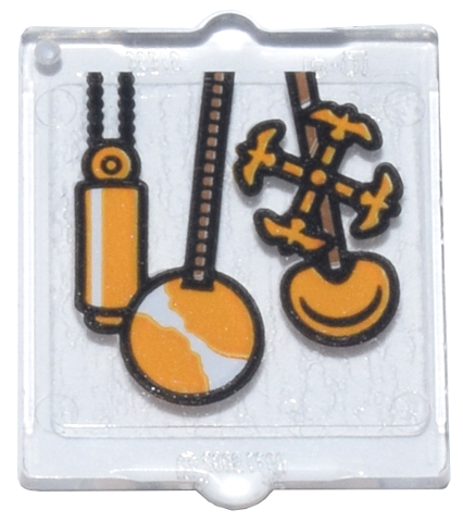 Glass for Window 1 x 2 x 2 Flat Front with Bright Light Orange Clock Pendulums Pattern (Sticker) - Set 76437