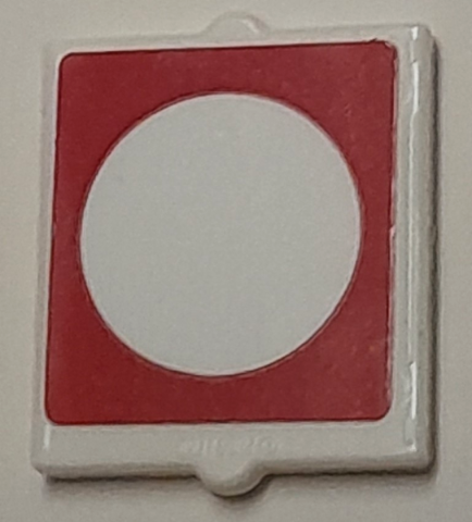 Glass for Window 1 x 2 x 2 Flat Front with White Circle on Red Background Pattern (Sticker) - Set 40429